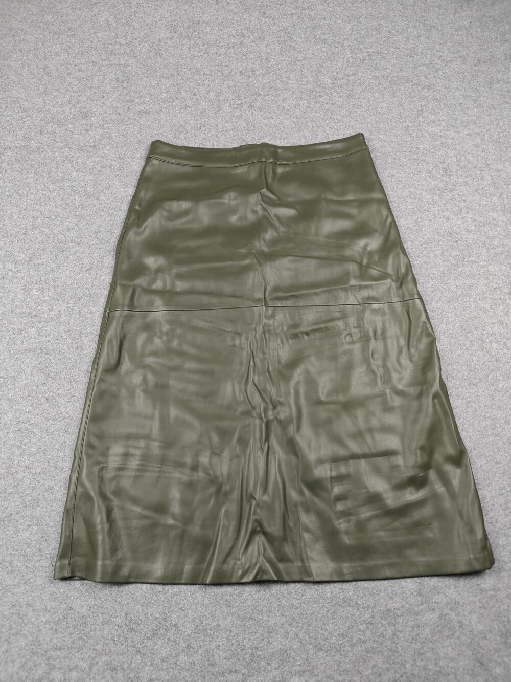 Böhme Skirt Womens XL Green Faux Leather Midi Straight Pencil Lined Zip